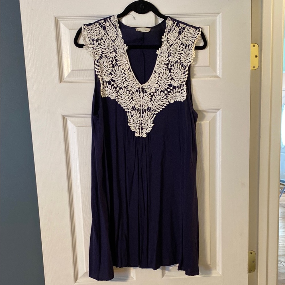 Jella Couture Navy and Cream Lace Dress